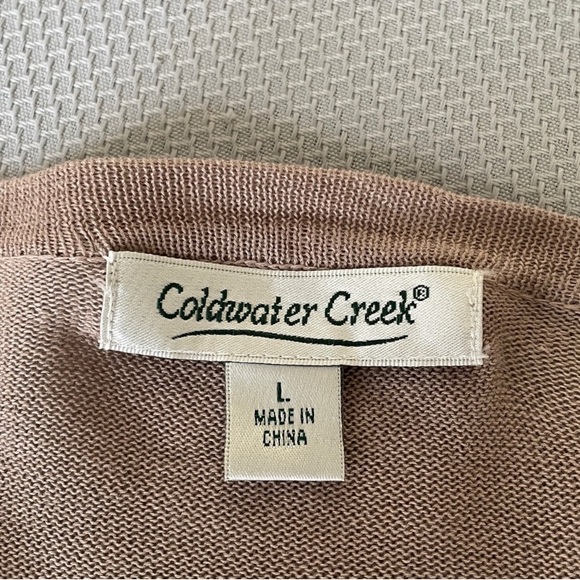 Coldwater Creek Embroidered Open Front Tan Cotton Cardigan Sweater
Size Large - Picture 2 of 9